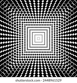 Abstract Black and White Metallic Mesh Texture Design. Gradient background with half-tone squares vector light effect design