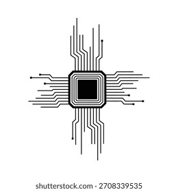 Abstract black and white microchip circuit board design