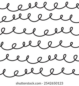 Abstract black and white minimal hand drawn seamless pattern background wallpaper - monochrome spring minimalistic vector tile