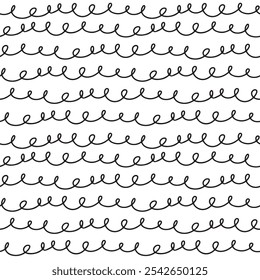 Abstractas Fondo de pantalla de fondo de patrón sin fisuras dibujado a mano mínimo en blanco y negro - baldosa de Vector minimalista de resorte monocromo