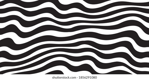 Abstract black and white minimal stripe line of mesh decoration background. Optical art abstract background wave design black and white. Modern Striped Background. Vector illustration