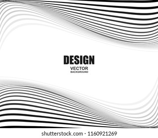 Abstract .Black and white modern background, waves lines .vector