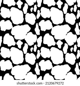 Resumen del patrón de leopardo moderno blanco y negro sin fisuras. Los animales están de moda. Ilustración monocromática de material vectorial para impresión, tarjeta, tela, textil. Ornamento moderno de piel estilizada