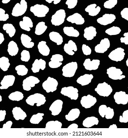 Abstract black and white modern leopard seamless pattern. Animals trendy background. Monochrome decorative vector stock illustration for print, card, fabric, textile. Modern ornament of stylized skin