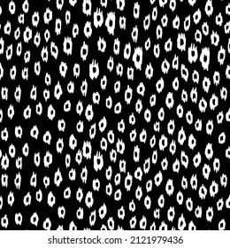 Resumen del patrón de leopardo moderno blanco y negro sin fisuras. Los animales están de moda. Ilustración monocromática de material vectorial para impresión, tarjeta, tela, textil. Ornamento moderno de piel estilizada