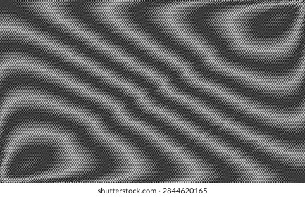 Abstract black and white moire pattern background with wavy lines and optical illusion effect