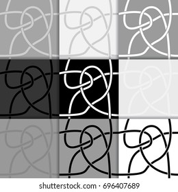 Abstract black and white monochrome backgrounds. Set of seamless patterns