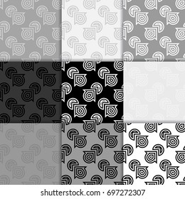 Abstract black and white monochrome backgrounds. Set of seamless patterns