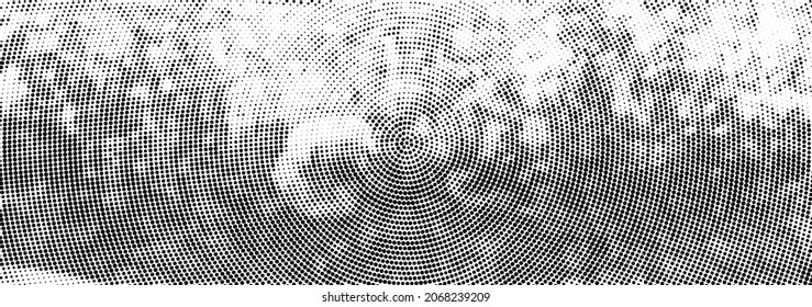 Abstract black and white monochrome halftone banner background. Vector illustration.
