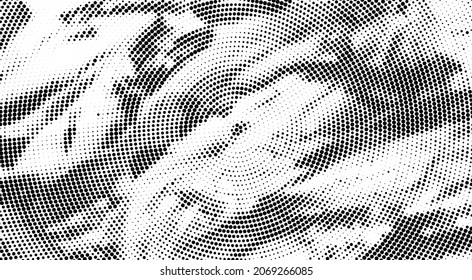 Abstract black and white monochrome halftone background. Vector illustration.