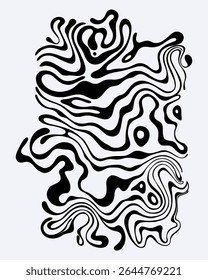 Abstract black and white monochrome liquid acid poster pattern wave background layout banner copy space illustration textile print art