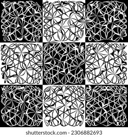 abstract black and white monochrome pattern. Geometry, calligraphy
