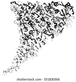 Abstract Black white monochrome random numbers swirl or numeral wave. Vector illustraction design. Mega data. decoration background. Chaotic numeral wave flow. isolated on white randomly abstraction.