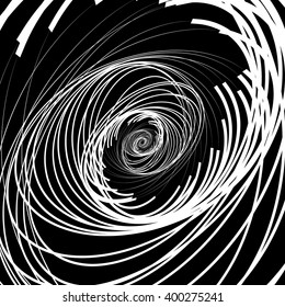 Abstract black and white, monochrome spirally background, pattern with contour lines of random ellipse, oval shapes. Abstract chaotic contemporary art like, artistic image.