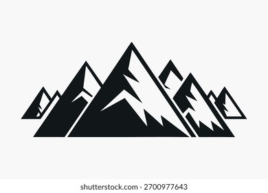 Abstract Black and White Mountain Range Silhouette Vector Illustration Landscape