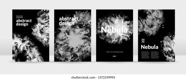 Abstract black and white nebula background