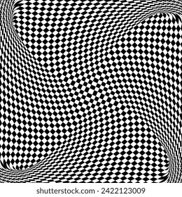 Abstract Black and White Op Art Pattern with Whirl Movement Illusion Effect. Vector Illustration.