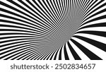 Abstract Black and White Optical Illusion Surrealism Tunnel Portal Pattern. Contrasty Optical Art Gravity Vortex. Smooth Checkered Tunnel and Chessboard in Perspective. Vector Illustration.