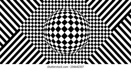 Abstract black and white optical illusion vector background