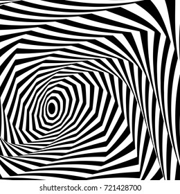 Abstract black and white optical illusion. Template for flyer, cover notebook, brochure, book, leaflet, booklet, card, poster, print. Vector illustration.