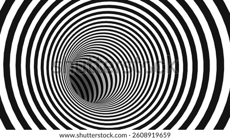 Abstract Black and White Optical Illusion Surrealism Tunnel Portal Pattern. Contrasty Optical Art Gravity Vortex. Smooth Checkered Tunnel and Chessboard in Perspective. Vector Illustration.