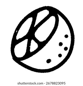 Abstractas ilustración de doodle de arte de línea de rebanada naranja en blanco y negro con diseño mínimo