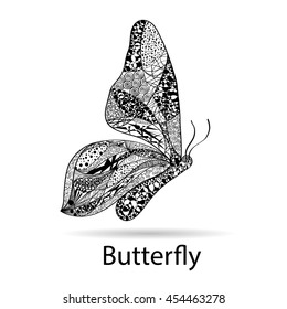 abstract black and white ornament of an butterfly