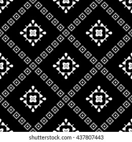 Abstract black and white ornament with diagonal floral ornament for wallpapers and background.