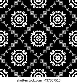 Abstract black and white ornament with diagonal floral ornament for wallpapers and background.