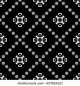 Abstract black and white ornament with diagonal floral ornament for wallpapers and background.