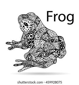 abstract black and white ornament of a frog