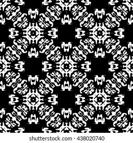 Abstract black and white ornament seamless pattern for wallpapers and background.