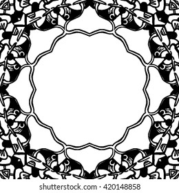 Abstract black and white ornament, vector seamless pattern, mandala