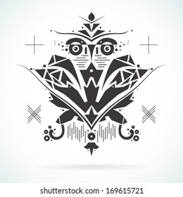 Abstract black and white owl