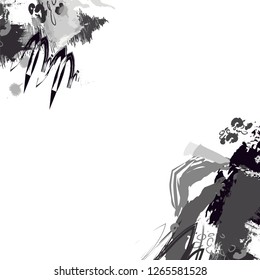 abstract black and white paint brush texture background. creative nice brush strokes and hand draw for your design. vector illustration 