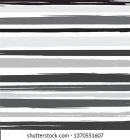Abstract black and white paint brush and strokes horizontal lines pattern background
