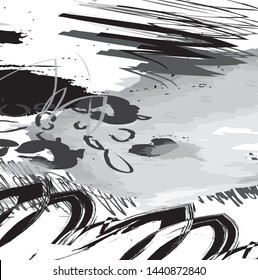 Abstract black and white paint brush and strokes, scribble lines pattern background. colorful black and white nice brush strokes and hand drawn background. modern beautiful grunge and strokes 