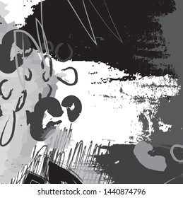 Abstract black and white paint brush and strokes, scribble lines pattern background. colorful black and white nice brush strokes and hand drawn background. modern beautiful grunge and strokes 
