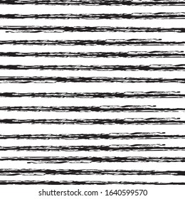 Abstract black and white paint brush and strokes, stripes with horizontal lines pattern background