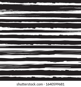 Abstract black and white paint brush and strokes, stripes with horizontal lines pattern background