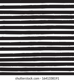 Abstract black and white paint brush and strokes, stripes with horizontal lines pattern background
