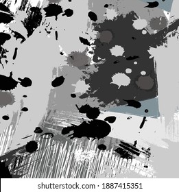 Abstract black and white paint brush and strokes, scribble pattern background. Creative black and white nice splash colors and hand drawn backdrop. modern beautiful grunge and stripes background