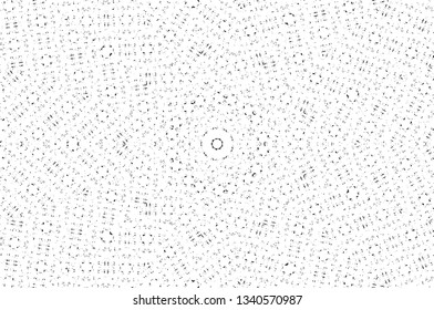 Abstract black and white painted kaleidoscopic background. Futuristic psychedelic hypnotic grunge backdrop pattern with texture. Ethnic floral ornamental mandala. Vintage geometric vector overlay
