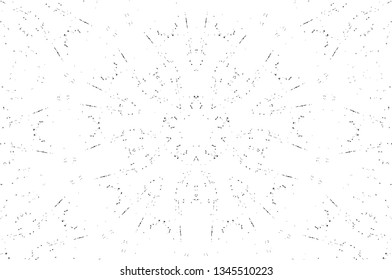 Abstract black and white painted kaleidoscopic background. Futuristic psychedelic hypnotic grunge backdrop pattern with texture. Ethnic floral ornamental mandala. Vintage geometric vector overlay