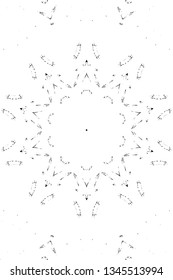 Abstract black and white painted kaleidoscopic background. Futuristic psychedelic hypnotic grunge backdrop pattern with texture. Ethnic floral ornamental mandala. Vintage geometric vector overlay