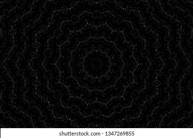 Abstract black and white painted kaleidoscopic background. Futuristic psychedelic hypnotic grunge backdrop pattern with texture. Ethnic floral ornamental mandala. Vintage geometric vector overlay