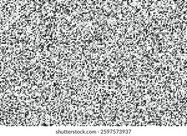 Abstract black and white pattern, chaotic pixelated texture, digital noise effect, square mosaic, seamless geometric background.