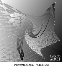Abstract Black and White Pattern. Complex Mesh. Vector 3d Illustration