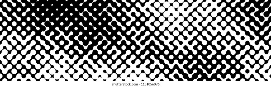 Abstract black and white pattern consisting of a circles of different size.Vector illustration of a dotted background. Retro geometric backdrop.