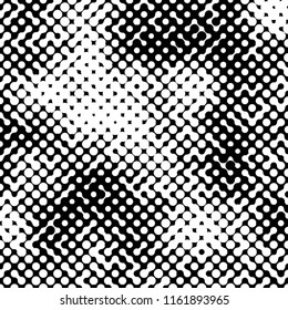 Abstract black and white pattern consisting of a circles of different size.Vector illustration of a dotted background. Retro geometric backdrop.